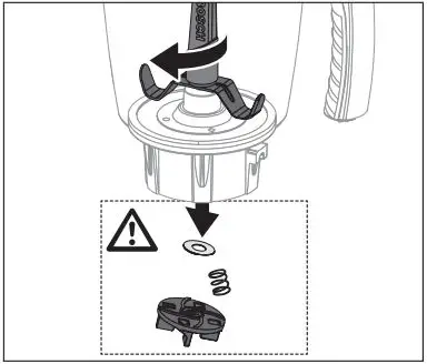 BOSCH Mixer Grinder Instruction Manual - If the coupler is removed (the blade sticks together with the axis), washers and spring will come off when you take blade assembly out of the jar