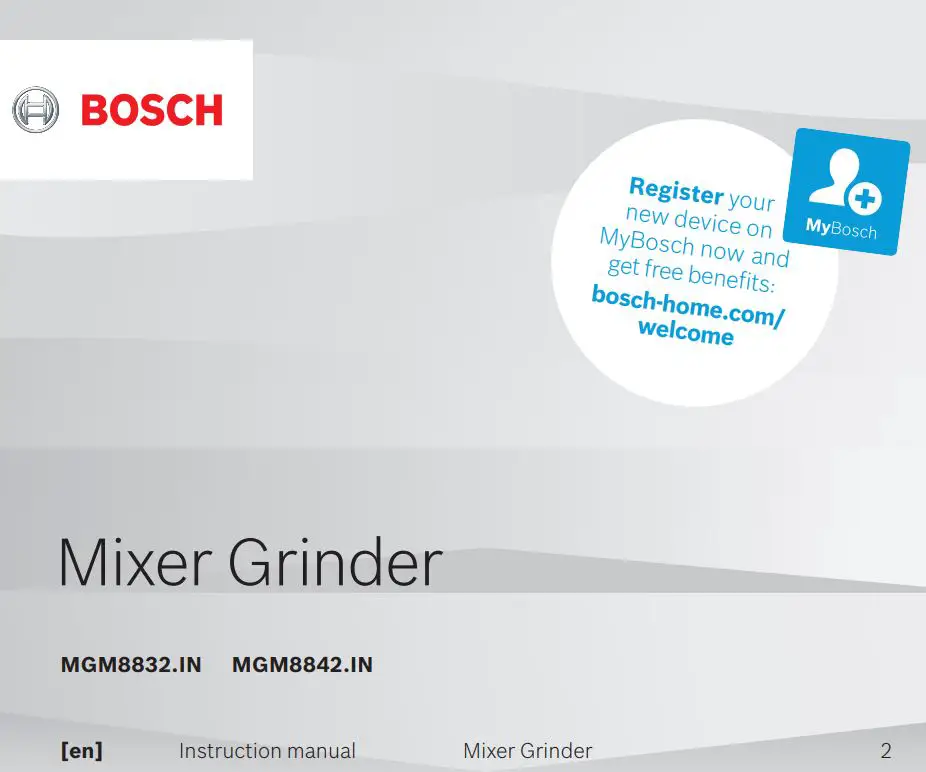 BOSCH Mixer Grinder Instruction Manual