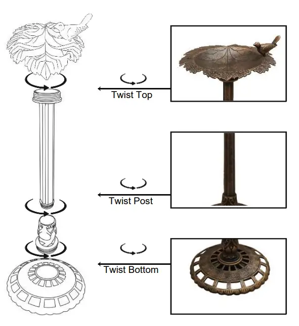 XBRAND BB3349BNE Leaf Design Birdbath - fig 2