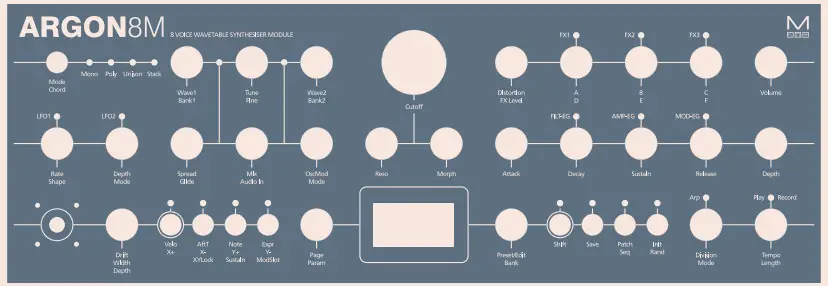 ARGON 8 Voice Wavetable Synthesiser Module -