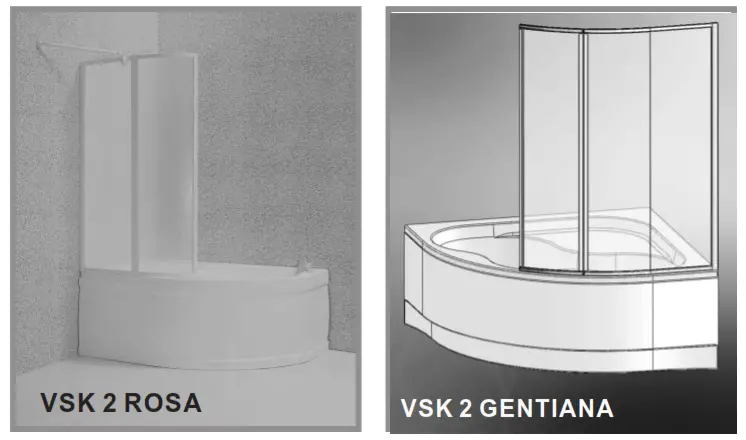RAVAK VSK 2 Rosa Supernova Movable Two-Part Framed Bathtub Screen