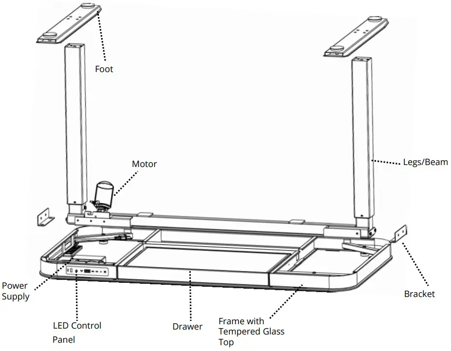 airLIFT OFF65871 Height Adjustable Electric Single Motor Desk - Figure 1