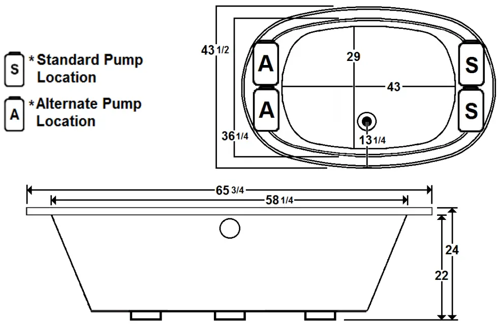 Laurel Mountain CREWE 1 66 x 43 Inch Drop In Acrylic Combo Bath-fig1