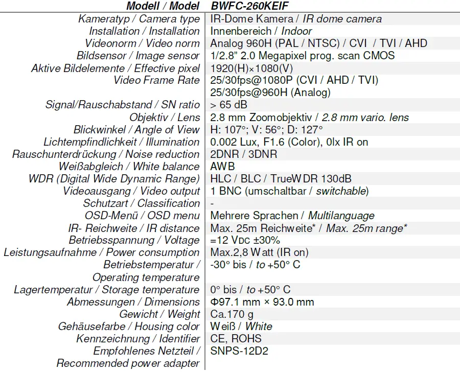BURG WACHTER BWFC-260KEIF Camera 10