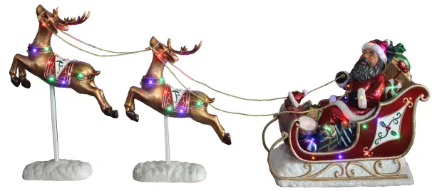 FRASER-HILL-FARM-FFRS000-SC1-RDAA-African-American-Santa-Sleigh-and-Flying-Reindeer-3-Piece-Set-product