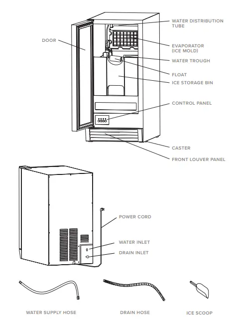 BBQGuys AMG-IM-15 15-Inch UL Outdoor Rated Ice Maker - 1