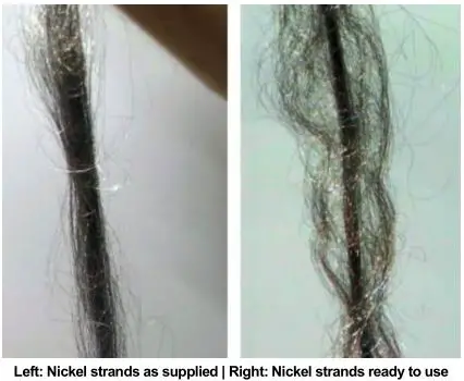 Ortal Wilderness Traditional 36-42 Fireplace - Left-Nickel strands as supplied & Right-Nickel strands ready to use