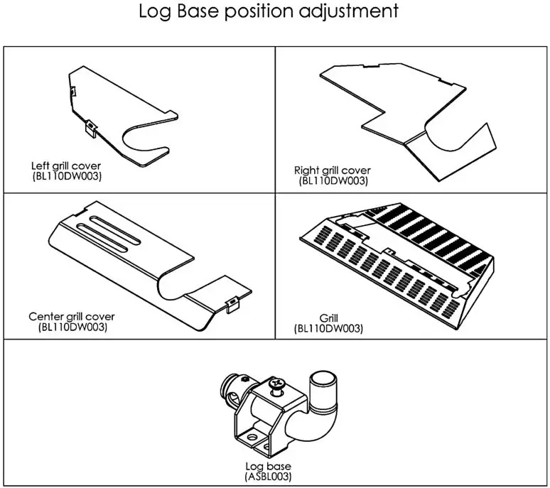Ortal Wilderness Traditional 36-42 Fireplace - Log Base Position Adjustment
