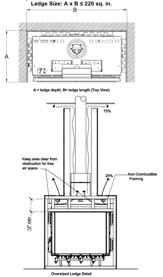 Ortal Wilderness Traditional 36-42 Fireplace - Oversized Ledge Detail