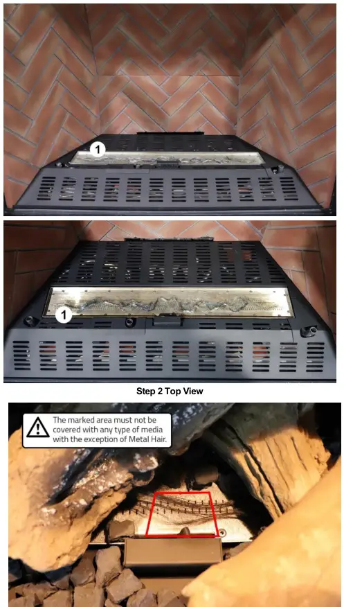 Ortal Wilderness Traditional 36-42 Fireplace - Place nickel strands on top of the burner holes