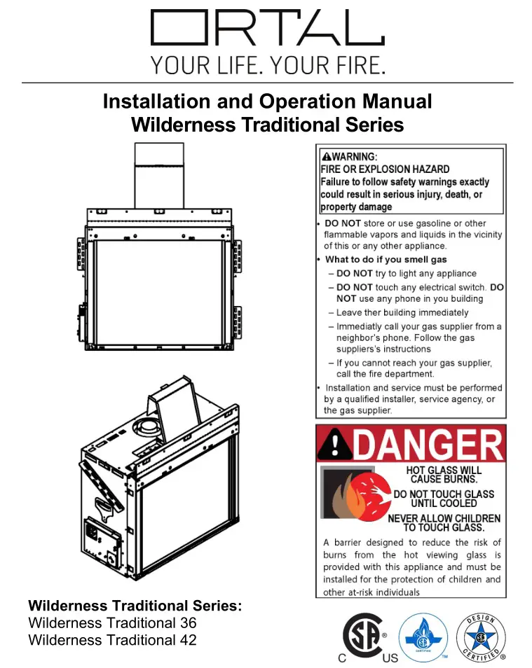 Ortal Wilderness Traditional 36-42 Fireplace User Manual