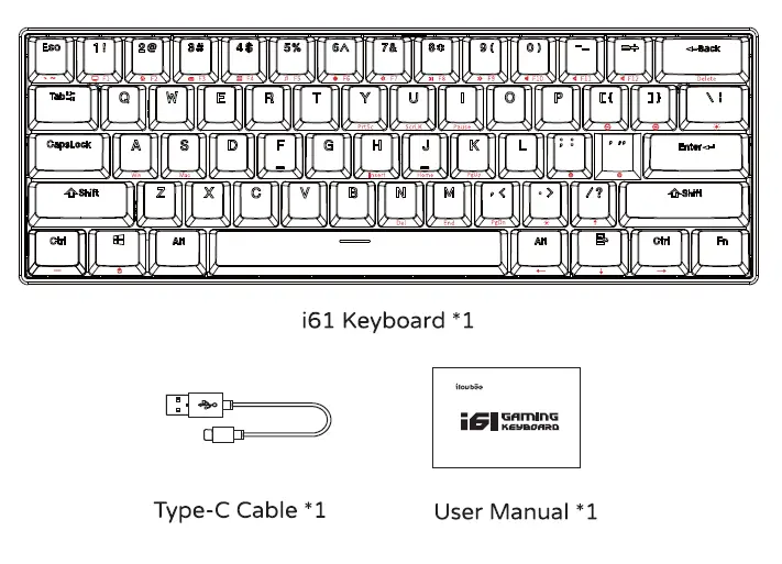 iLovBee i61 60 Percent Wired Keyboard Mechanical 1