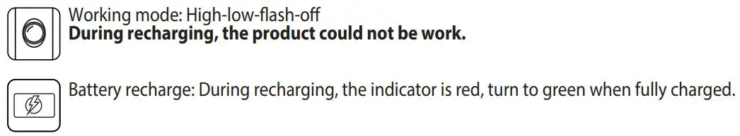 Lexman NCT-1008 Rechargeable Flashlight Instruction Manual - Operation