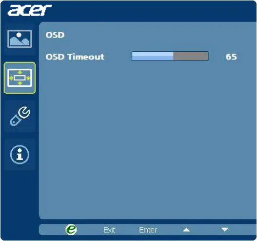 Acer V246HYL - Adjusting the OSD position