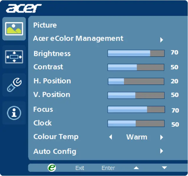 Acer V246HYL - Adjusting the picture quality