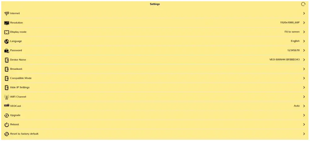 ecler VEO SWM44 4K 4x1 Presentation Switcher with VEOCast - WEB SETTINGS 2