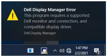 Dell USB-C Monitor User Guide - Click on the icon, DDM shows a more detailed error message.