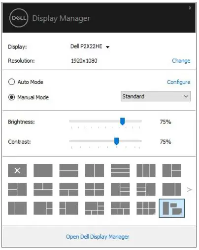 Dell USB-C Monitor User Guide - Clicking Dell Display Manager's notification tray icon opens the Quick Settings
