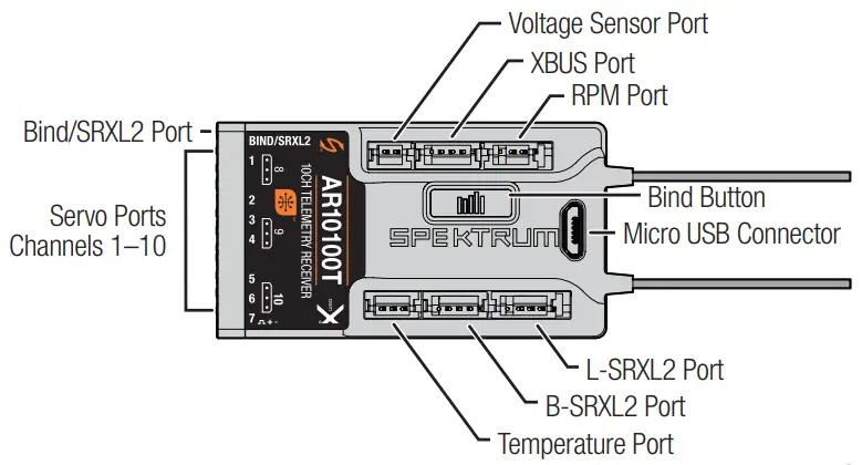 SPEKTRUM AR10100T 10 Channel Telemetry Receiver - Telemetry Receiver 1