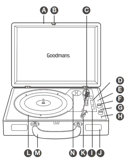 Goodmans 347753 Revive Bluetooth Turntable-Front View