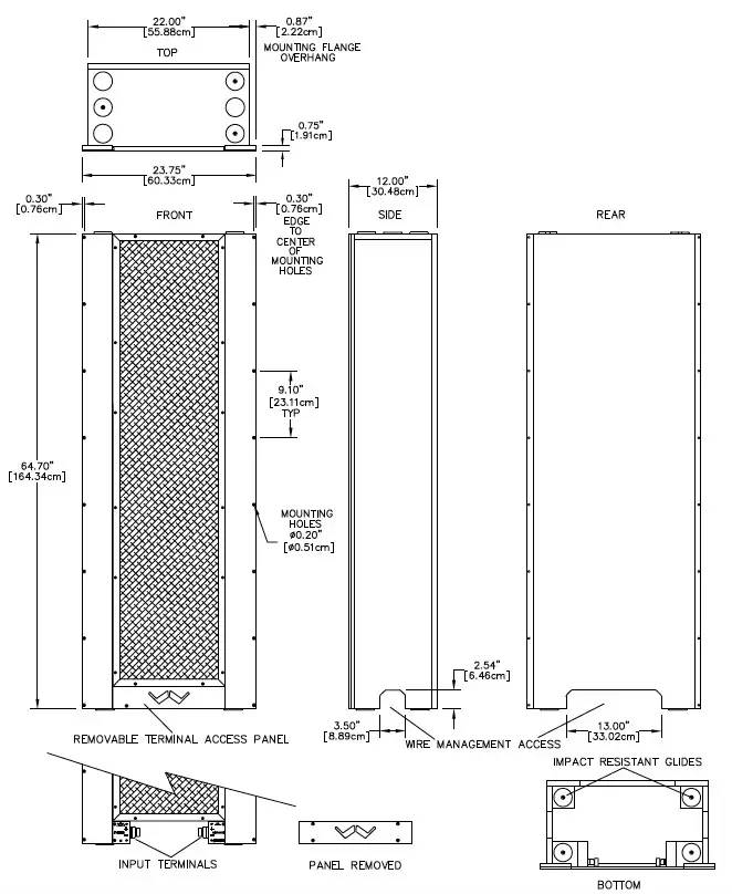 WISDOM Series LS3i Bi-amplified Two-way Planar- LS3i Dimensions