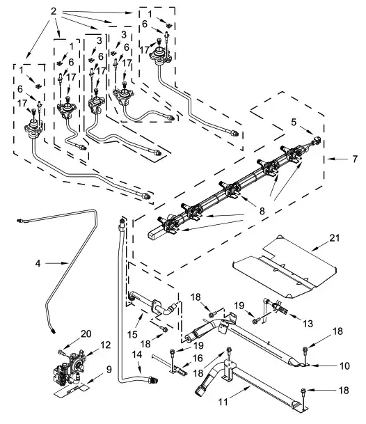 Whirepool WEG750H0HZ1 30 Inch Slide in Gas Convection Range - MANIFOLD PARTS