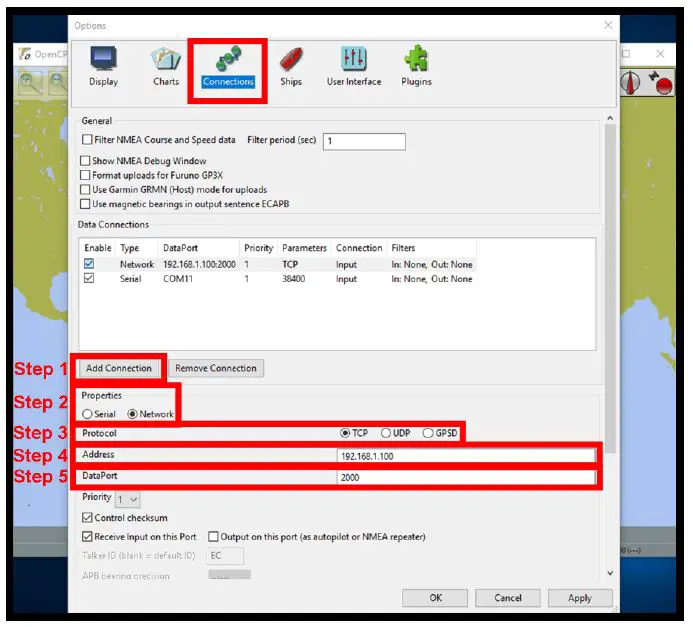 OpenCPN example Network setup