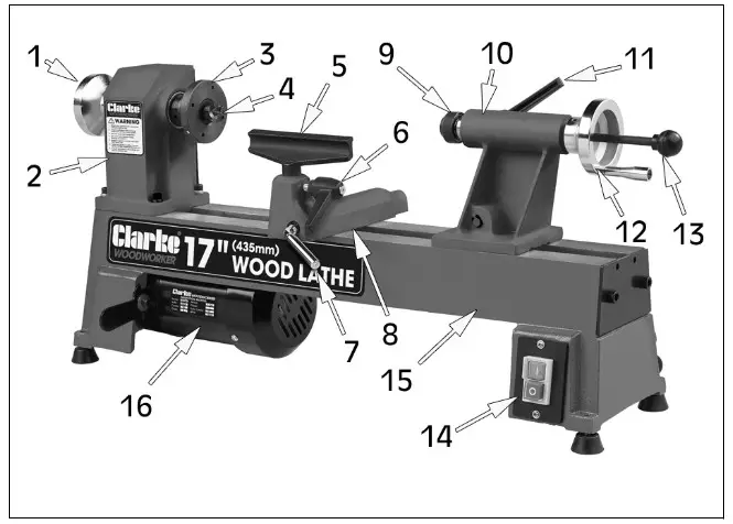 Clarke 6500671 17 Inch Wood Lathe- OVERVIEW