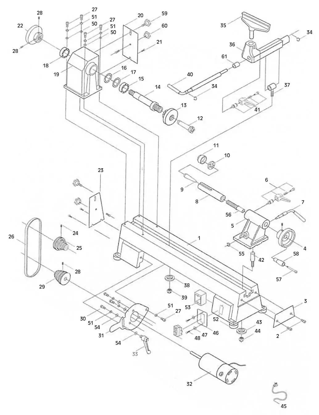 Clarke 6500671 17 Inch Wood Lathe- PARTS DIAGRAM 2