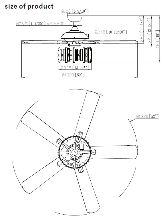 Parrot Uncle F6305110V 52-in Chrome Indoor Ceiling Fan FIG 18
