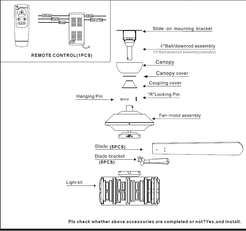 Parrot Uncle F6305110V 52-in Chrome Indoor Ceiling Fan FIG 3