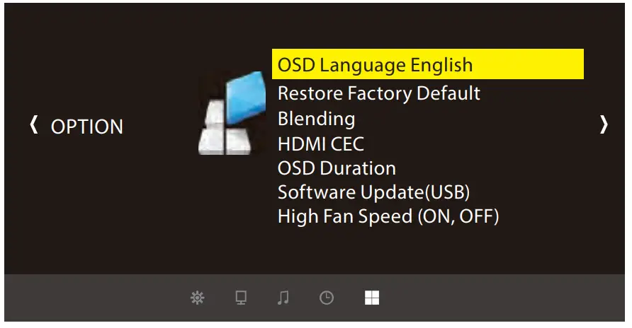 Yaber Y30 TFT LCG Projector - Option Menu