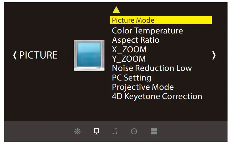 Yaber Y30 TFT LCG Projector - PICTURE MENU