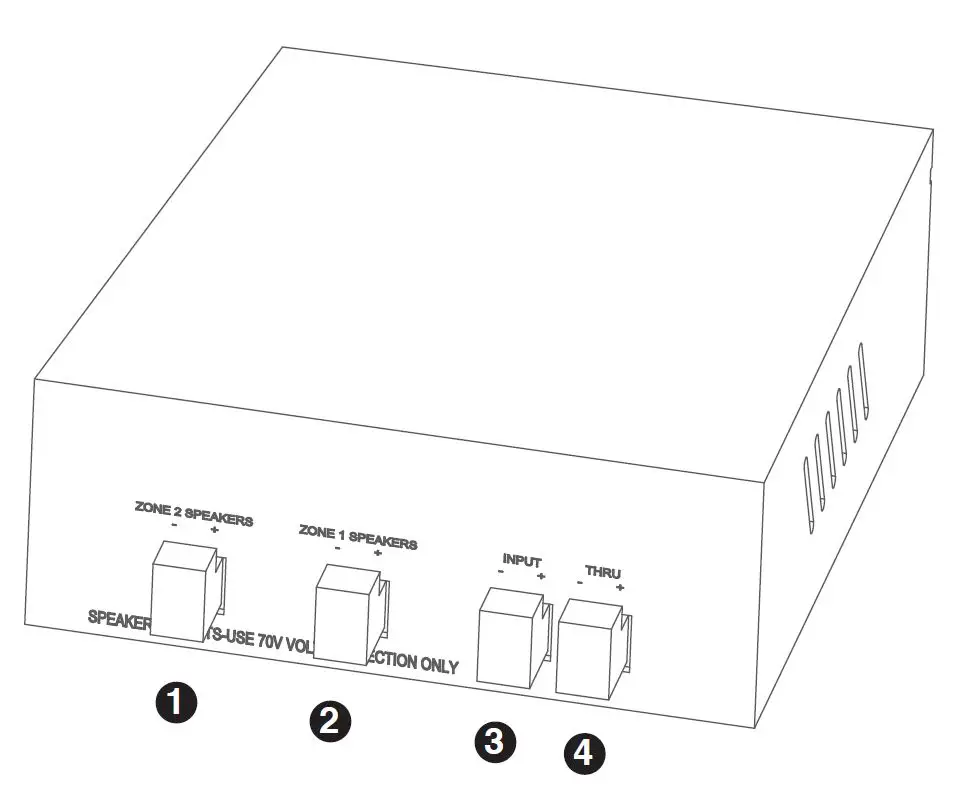 OSD AUDIO SS2V70-200W 2-Zone 70 Volt Speaker Selector-FIG2