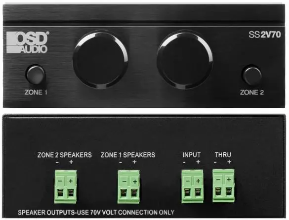 OSD AUDIO SS2V70-200W 2-Zone 70 Volt Speaker Selector-PROD