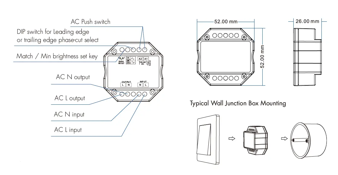 OPTONICA RT700 WiFi & RF AC Triac Dimmer fig 1