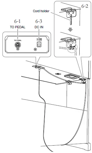 Connect the pedal cord plug and the