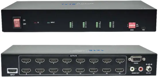 PureTools PT-SP-HD116DA HDMI V2.0 1x16 Splitter with Downscaling and AOC Supported