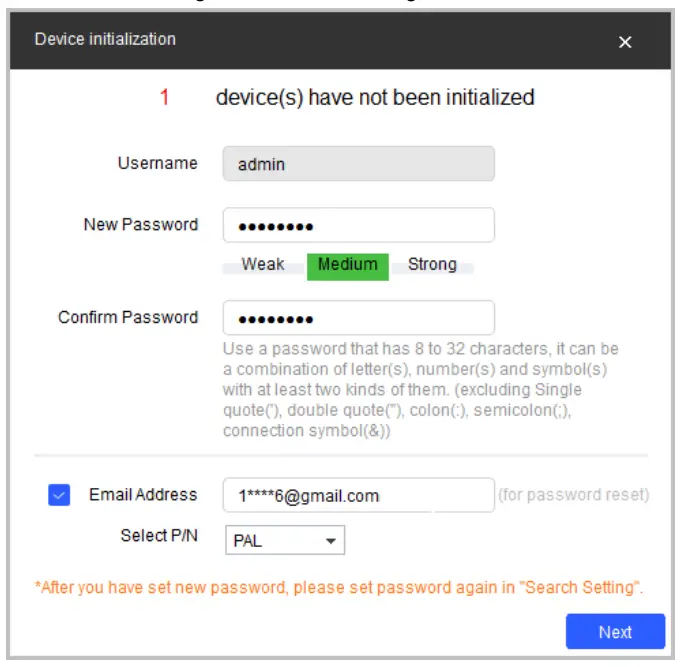 Password setting