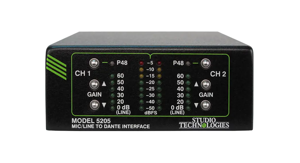 Studio Technologies 5205 Mic Line To Dante Interface User Guide