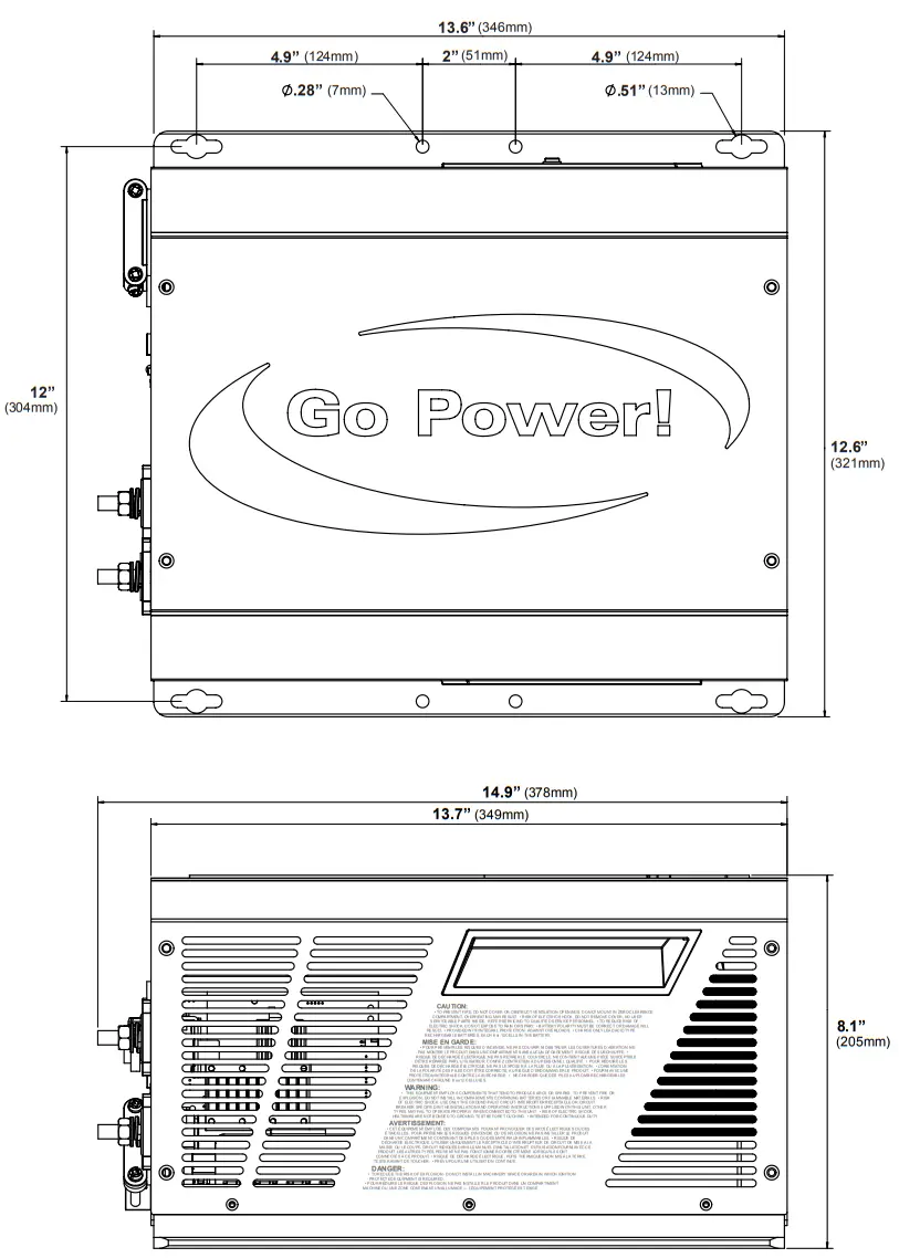 DOMETIC GP IC 2000 Inverter - UNIT DIMENSIONS