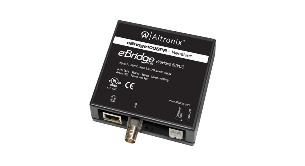 Altronix Ebridge100spr Eoc Single Port Receiver Installation Guide