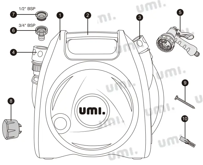 umi UM19015 10m Compact Water Hose Reel-1