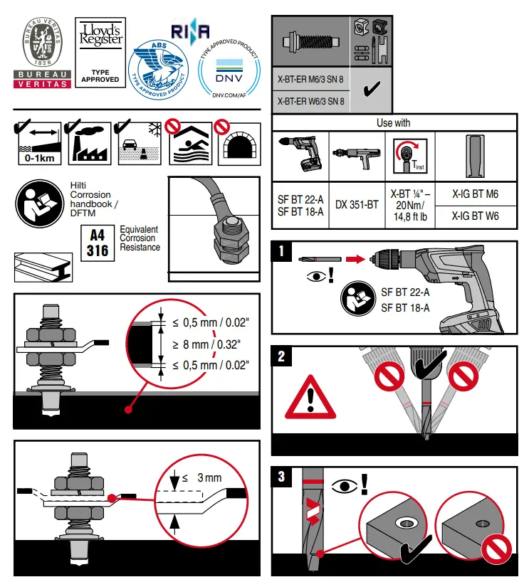HILTI X-BT-ER M6 W6 Stainless Steel Threaded Studs fig