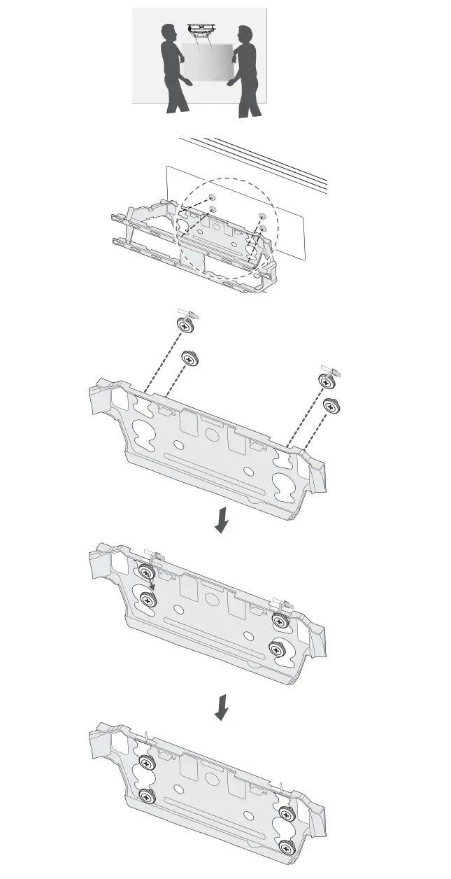 LG WB22EGB Wall Mount Support - Ensure two or more people work together when mounting the TV