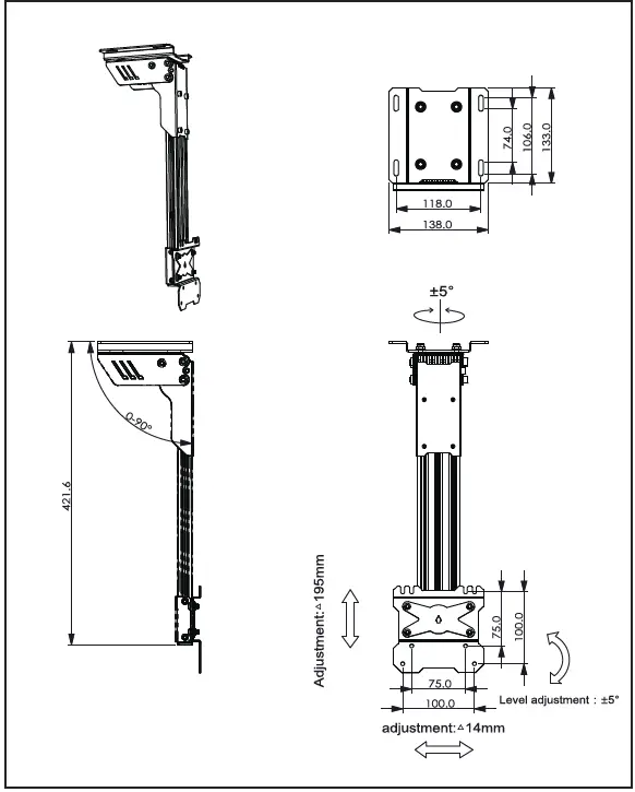 MONOPRICE 39655 Menu Board Ceiling TV Mount for Screens-12