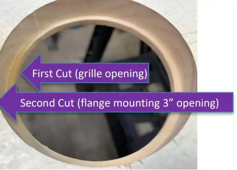 WISDOM Solid Surface Mounting Kit Owner’s Manual - Check the fit of the mounting plate and grille into the opening and adjust the cutout opening as needed