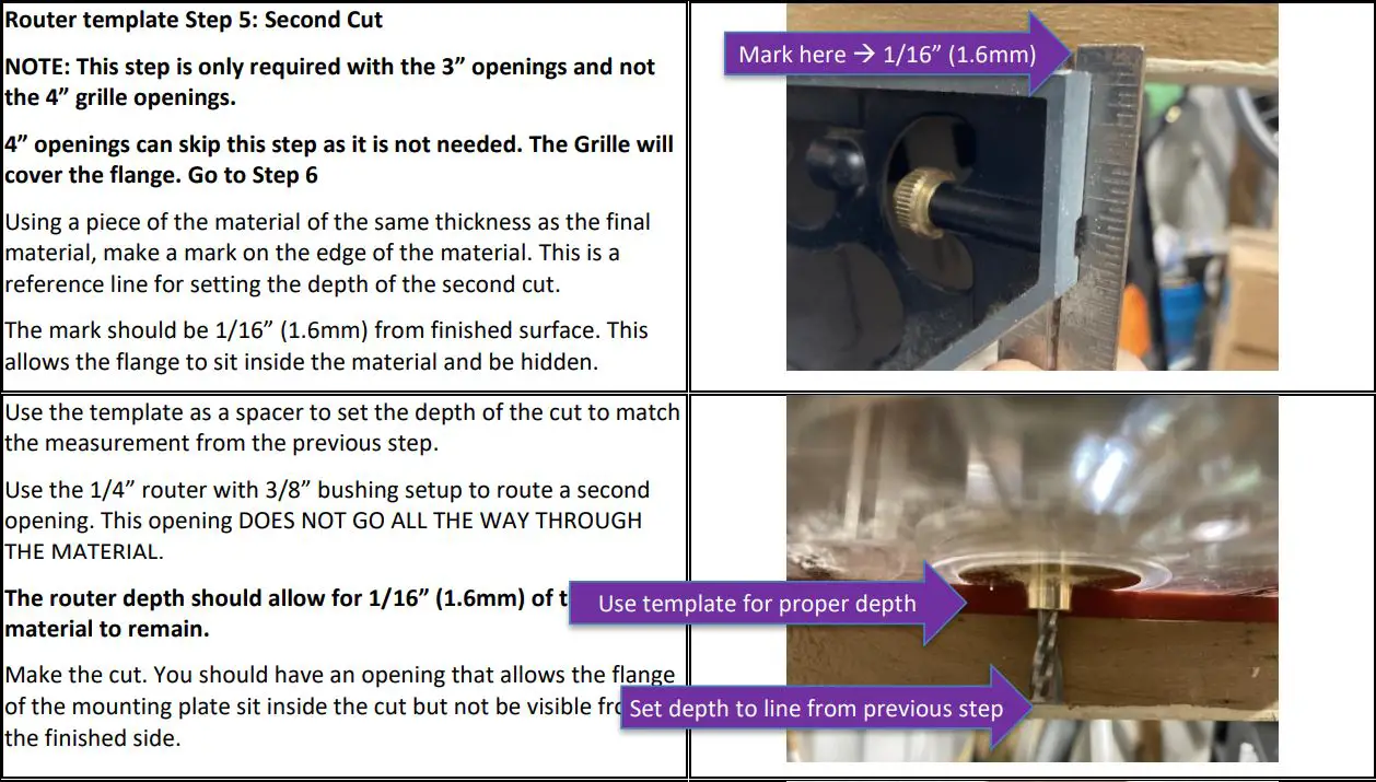WISDOM Solid Surface Mounting Kit Owner’s Manual - Router template Step 5 Second Cut