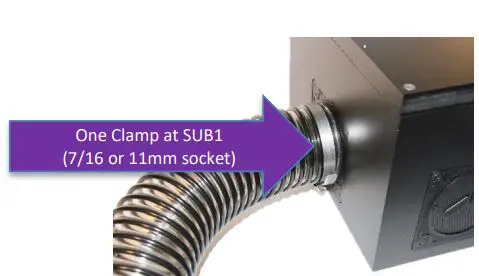 WISDOM Solid Surface Mounting Kit Owner’s Manual - Tighten the single clamp on the band-pass cabinet outlet