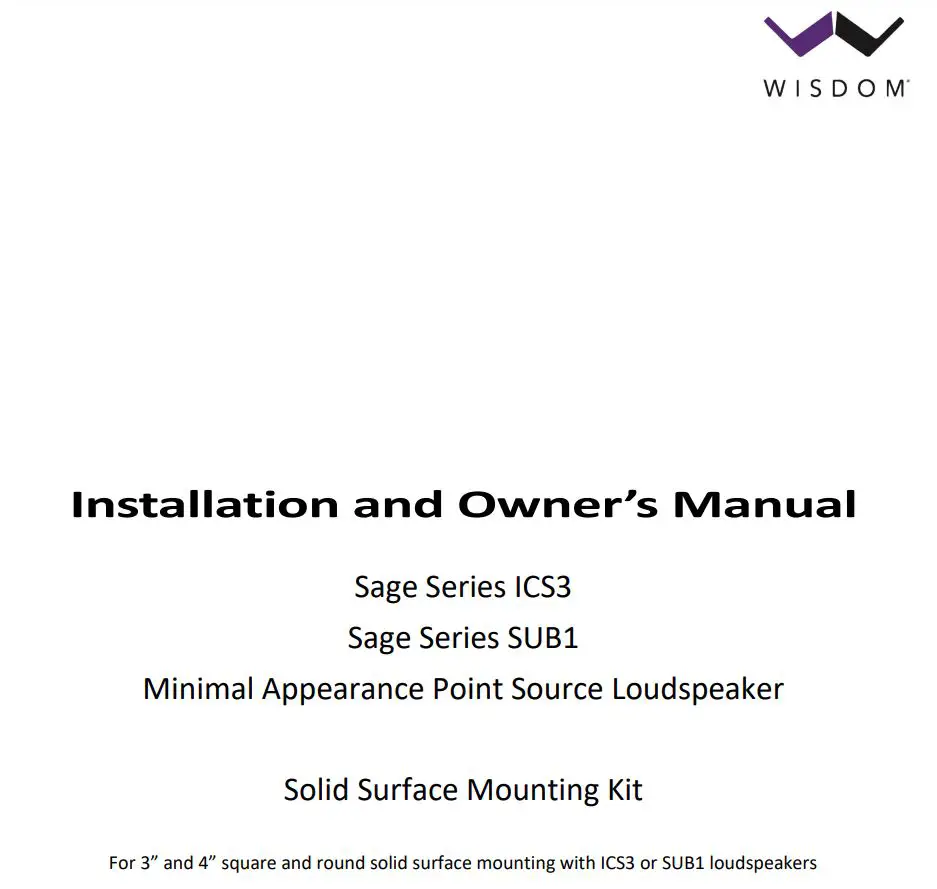 WISDOM Solid Surface Mounting Kit Owner’s Manual